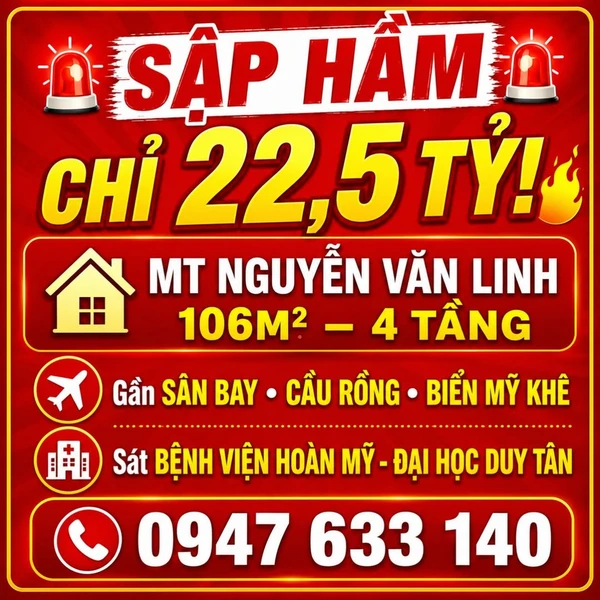 Bán nhà mặt tiền Nguyễn Văn Linh Đà Nẵng 106m² 22.5 tỷ