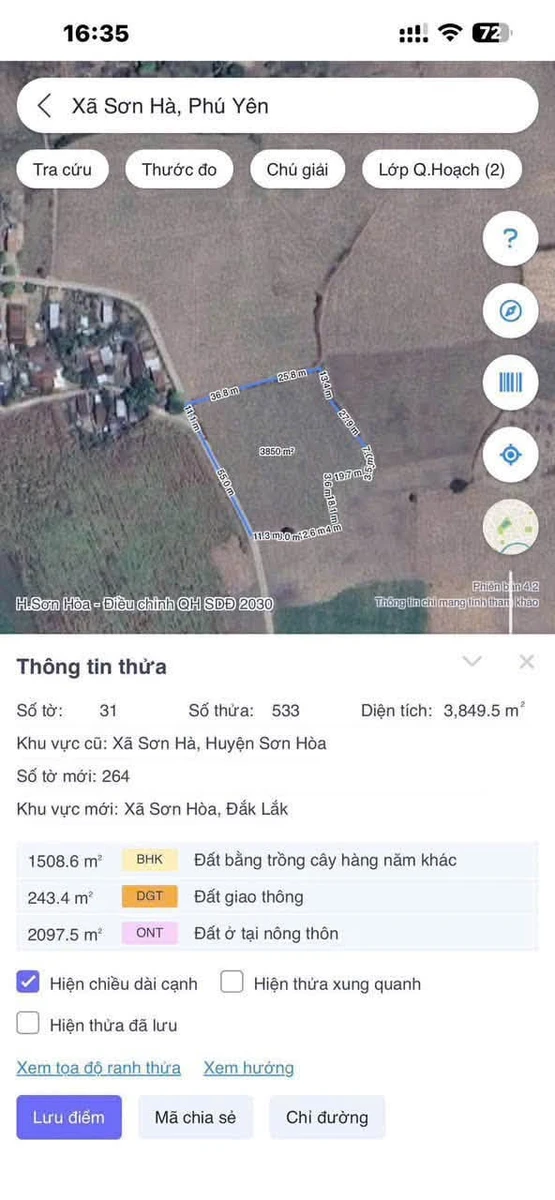 Bán đất Sơn Hòa Đắk Lắk 4000m² mặt tiền 60m - Ảnh thu nhỏ 5