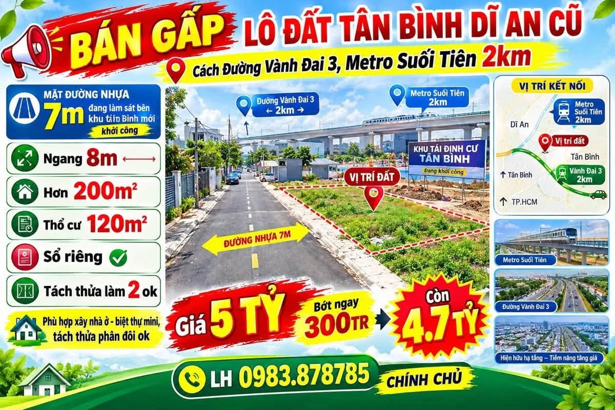 Bán lô đất 207m2 đường Cây Me Thủ Đức 4.7 tỷ - Ảnh thu nhỏ 2