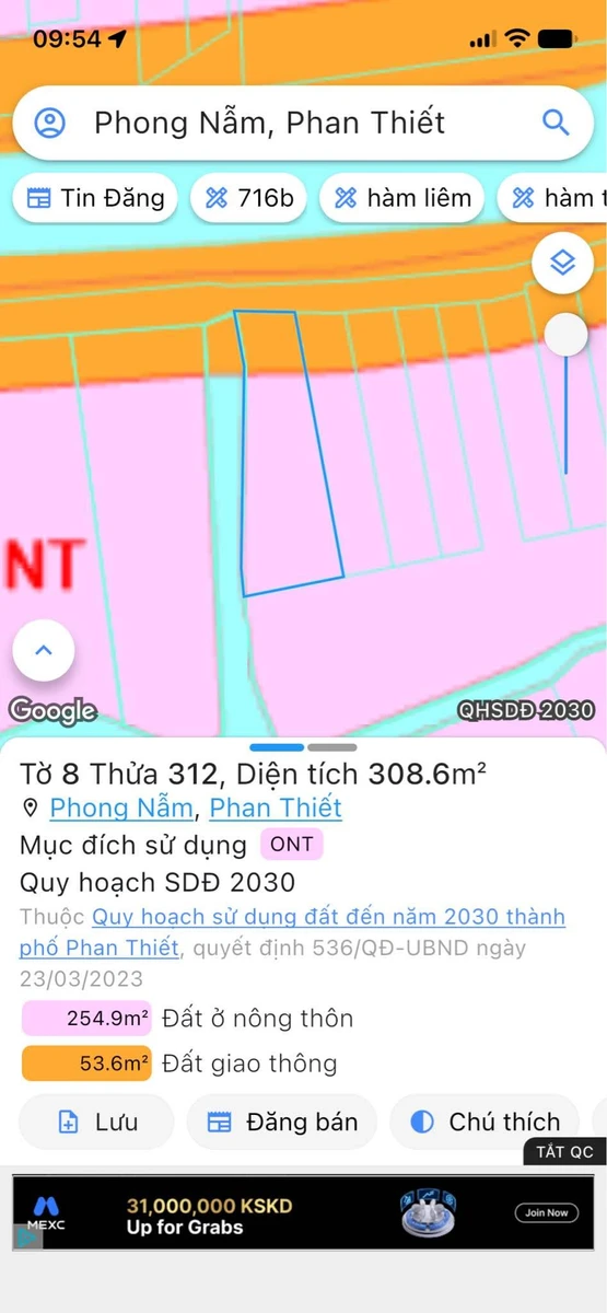 Bán lô đất mặt tiền 251m² Phong Nẫm, Bình Thuận - Ảnh thu nhỏ 2