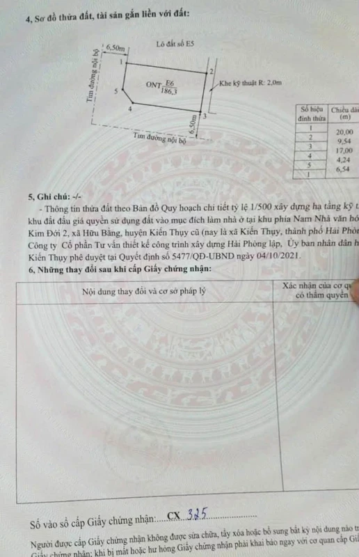 Bán lô góc 186,3m2 tại Kiến Thụy, Hải Phòng, giá 4 tỷ
