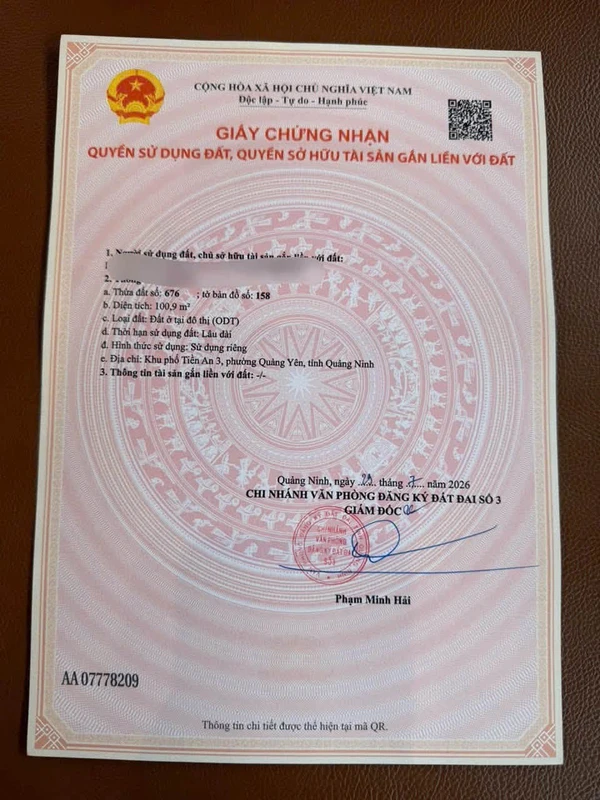 Bán đất 100m2 khu phố Tiền An 3, Quảng Yên, Quảng Ninh