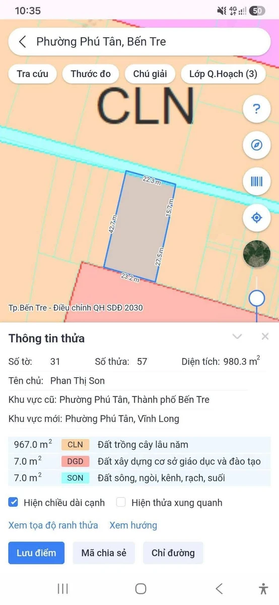 Bán đất Phú Tân 980m2, gần trường học - Ảnh thu nhỏ 3