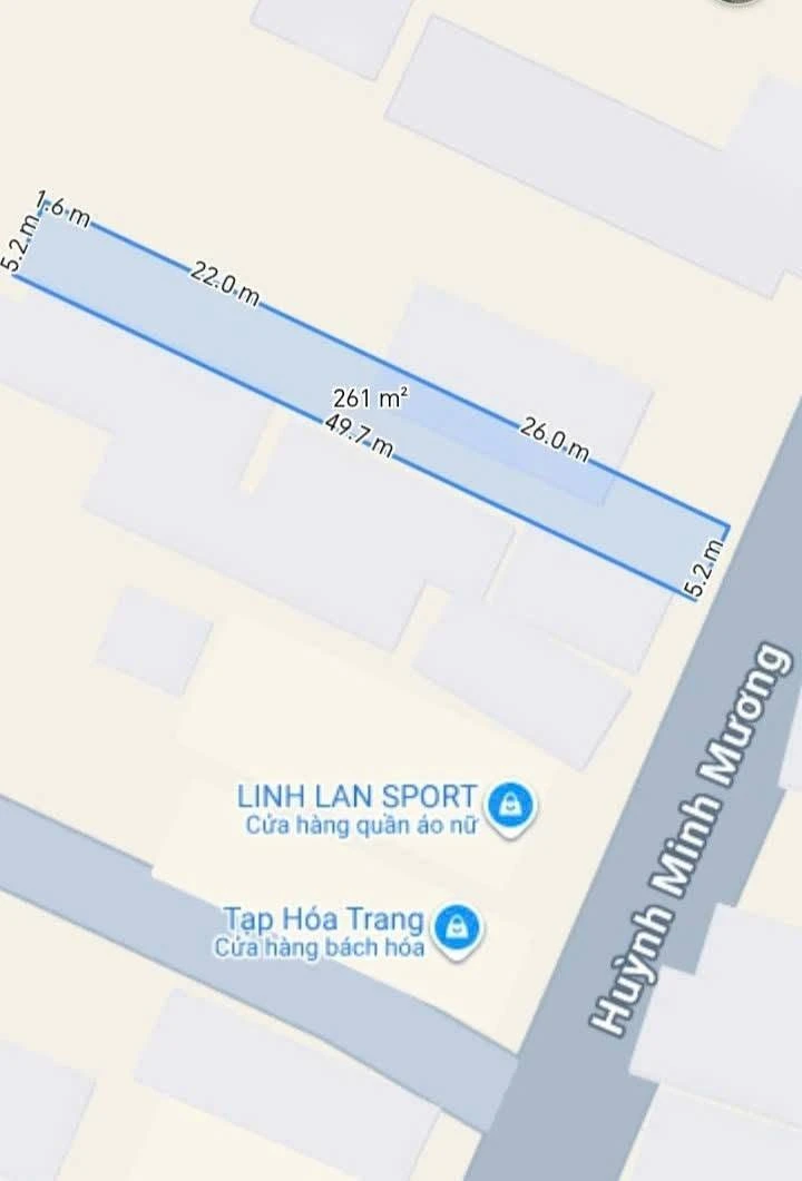 Bán đất mặt tiền Huỳnh Minh Mương 261m2, Tân Thạnh Đông, Củ Chi, giá 4,2 tỷ - Ảnh thu nhỏ 2