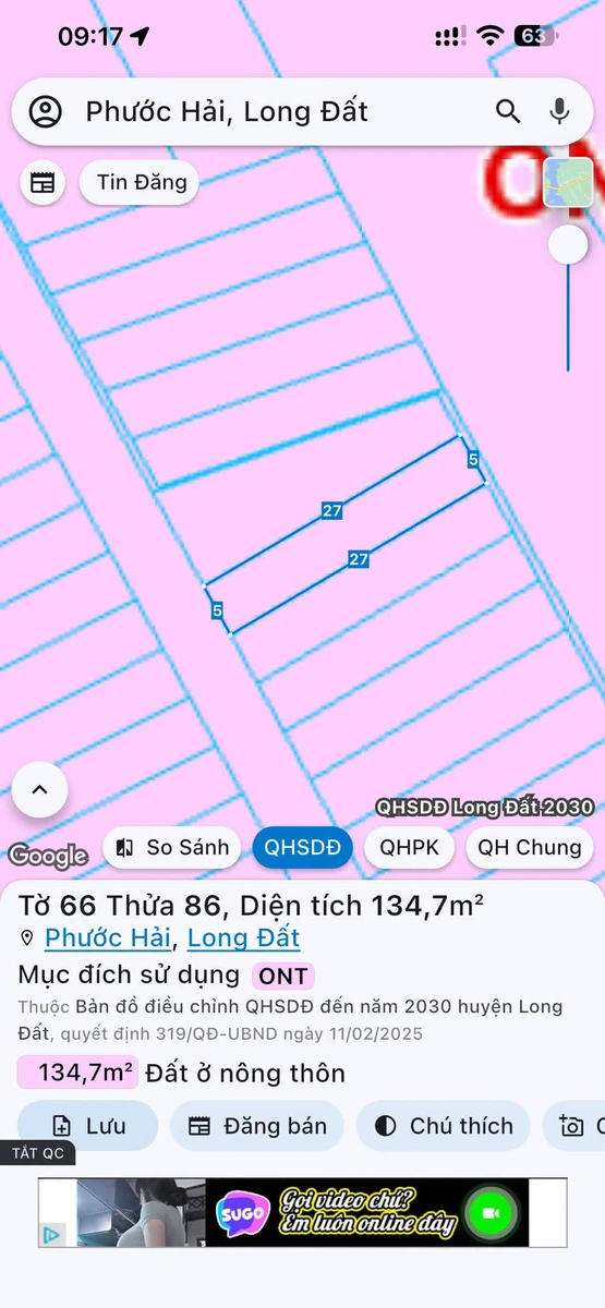Bán đất Phước Hải 135m² giá 1 tỷ 450 triệu - Ảnh thu nhỏ 3