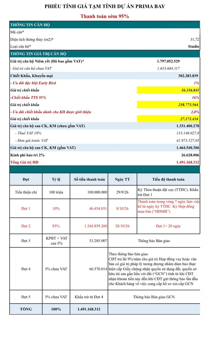 Bán studio Prima Bay 31,72m² view Vịnh Hạ Long 1,491 tỷ - Ảnh thu nhỏ 2