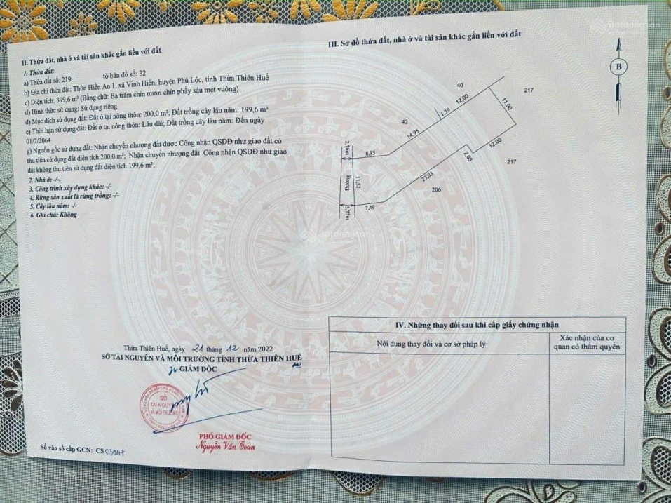 Chính chủ cần gửi bán gấp lô đất giá đầu tư ngay xã Vinh Hiền, Phú Lộc, Thừa Thiên Huế - Ảnh 1