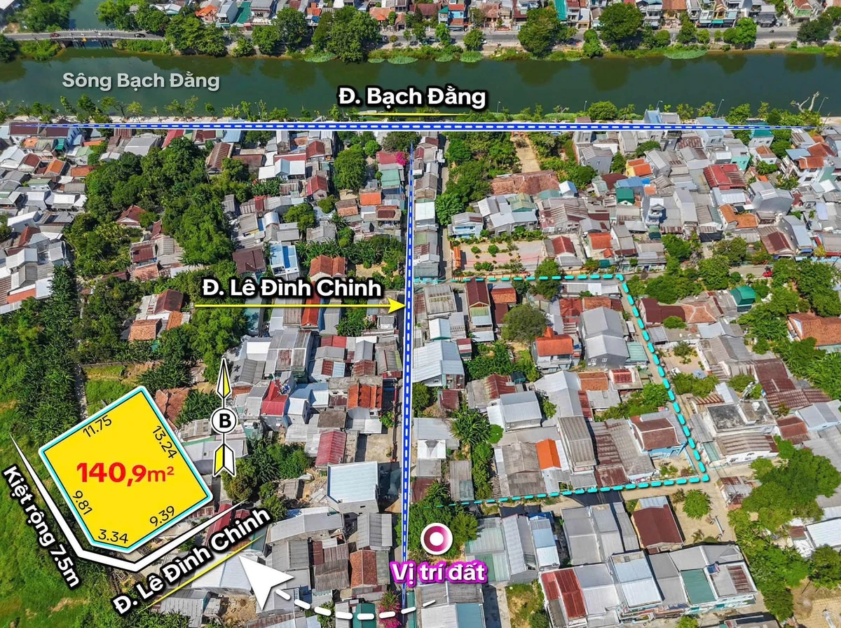 Bán đất 2 mặt tiền Lê Đình Chính, Huế, 141m2, 2 tỷ 6 - Ảnh 1