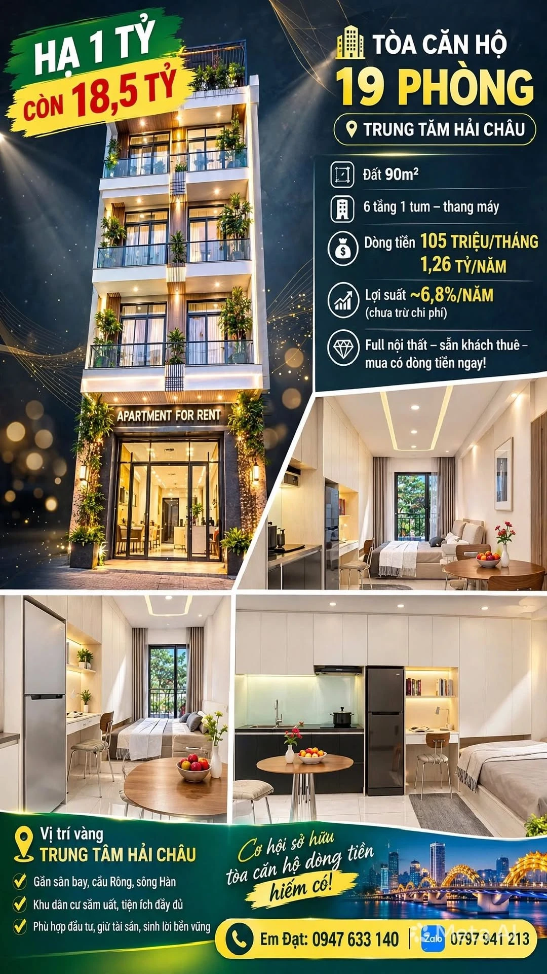 Bán tòa 19 phòng trọ 90m2 Hải Châu Đà Nẵng - 18,5 tỷ - Ảnh 1