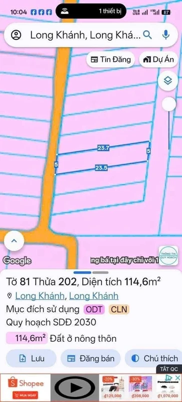 Bán đất nền Bàu Trâm Long Khánh 115 m² 1,2 tỷ