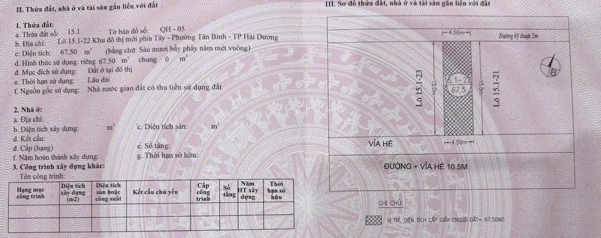 Bán lô đất Hoàng Văn Thái Hải Dương 67.5m2 giá 3 tỷ - Ảnh thu nhỏ 3