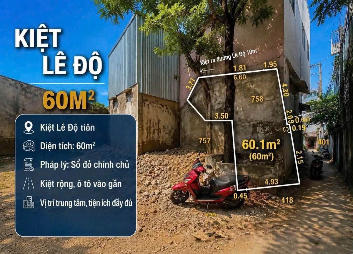 Bán lô đất kiệt Lê Độ 60m² gần Aeon Mall, Đà Nẵng - 3 tỷ 750 - Ảnh 1