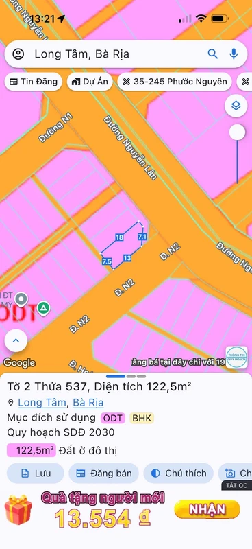 Bán lô đất mặt tiền kinh doanh 122,5m² Bà Rịa, hạ giá 4,58 tỷ