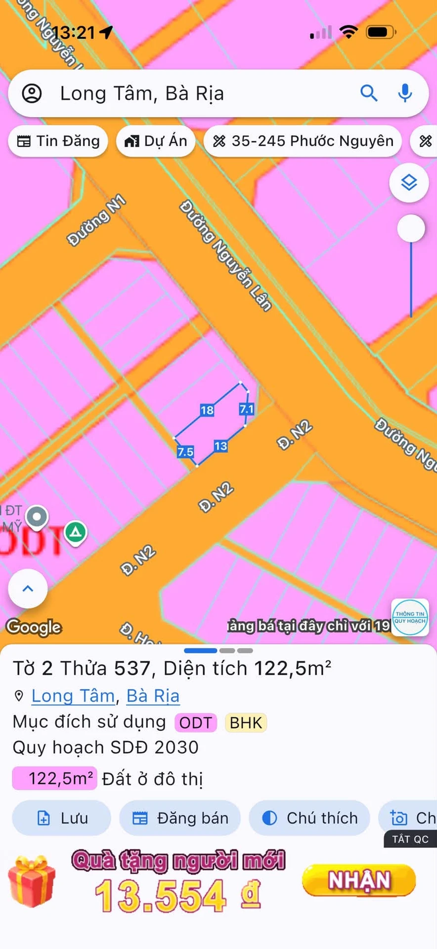 Bán lô đất mặt tiền kinh doanh 122,5m² Bà Rịa, hạ giá 4,58 tỷ - Ảnh 1