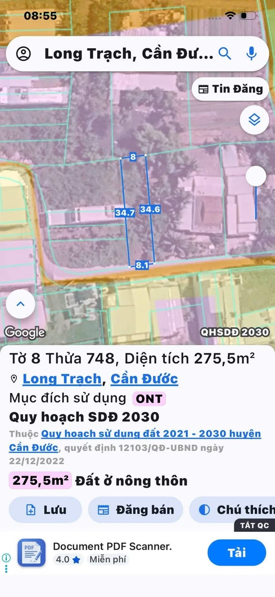 Bán đất thổ cư 248 m² Long Trạch, Long An - Ảnh thu nhỏ 2