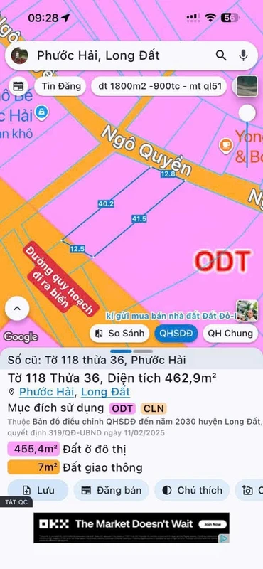 Bán đất mặt tiền Ngô Quyền 463m2, gần biển Phước Hải