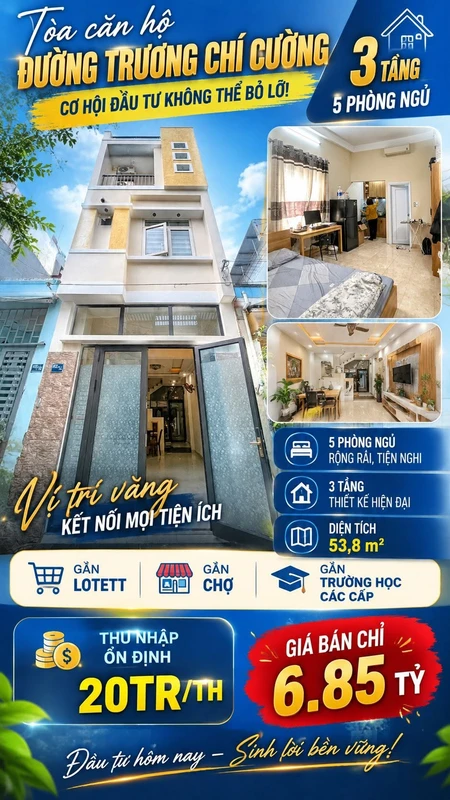 Bán nhà 3 tầng 5PN 53,8m² Trương Chí Cường 6,85 tỷ Đà Nẵng