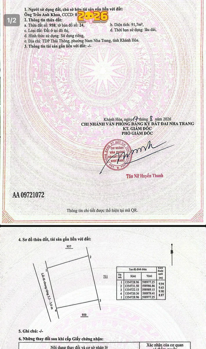 Bán đất Nha Trang 91,7m² giá 2,3 tỷ - Ảnh thu nhỏ 3