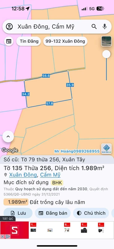 Bán đất trồng cây 2000m² Cẩm Mỹ Đồng Nai 1,56 tỷ