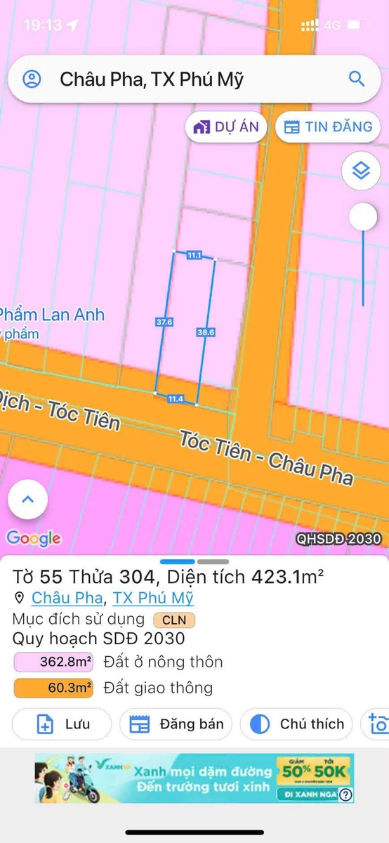 Bán đất mặt tiền Châu Pha Tóc Tiên 4884m² giá 5.2 tỷ - Ảnh 1