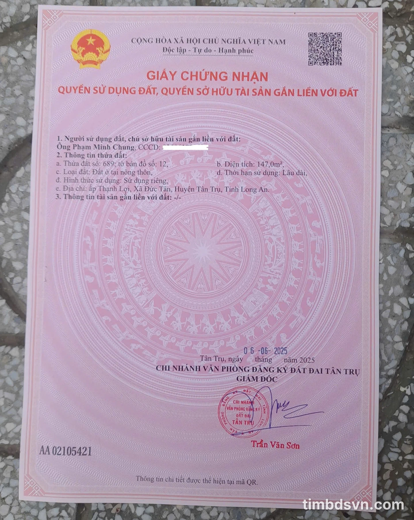 Bán lô đất siêu đẹp 5x30 - (147m2) - Đức Tân, Huyện Tân Trụ, Long An, giá đầu tư - Ảnh 1
