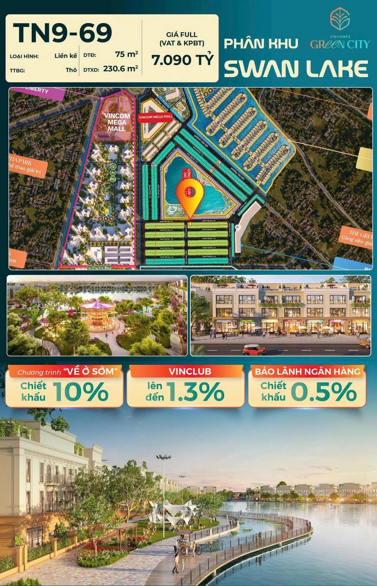 Bán shophouse 75m² Vinhomes Green City, 2,1 tỷ - Ảnh thu nhỏ 4