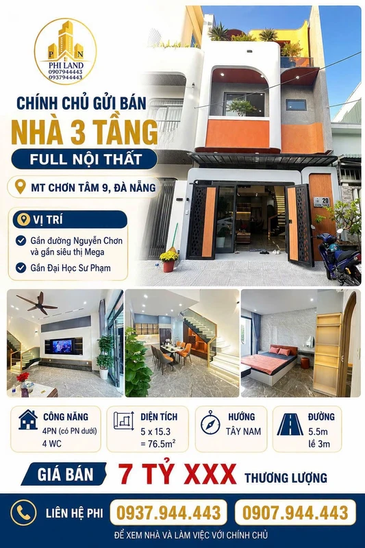 Bán nhà đất Đà Nẵng 210.6m² sổ đỏ 7 tỷ Hòa Khánh