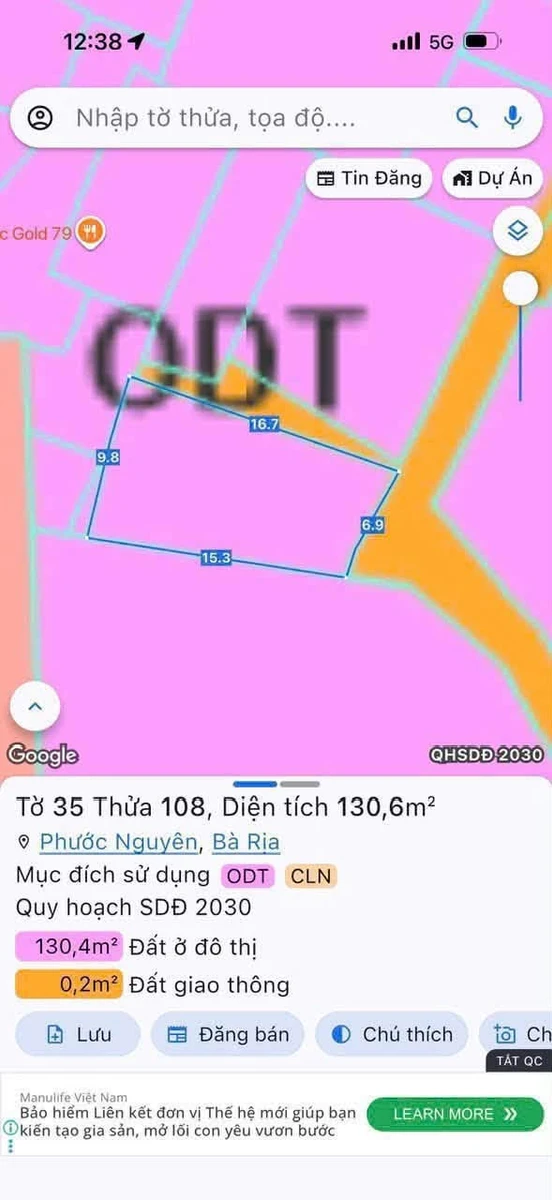 Bán lô đất 130m² Bà Rịa, gần chợ Phước Nguyên - Ảnh thu nhỏ 3