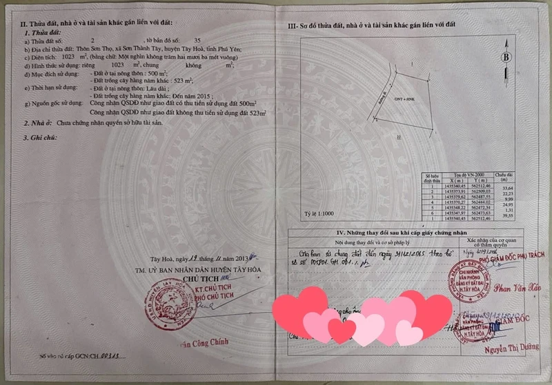 Bán đất Tây Hòa Phú Yên 1023m2, 1 tỷ 1