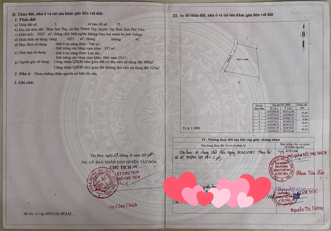Bán đất Tây Hòa Phú Yên 1023m2, 1 tỷ 1 - Ảnh 1