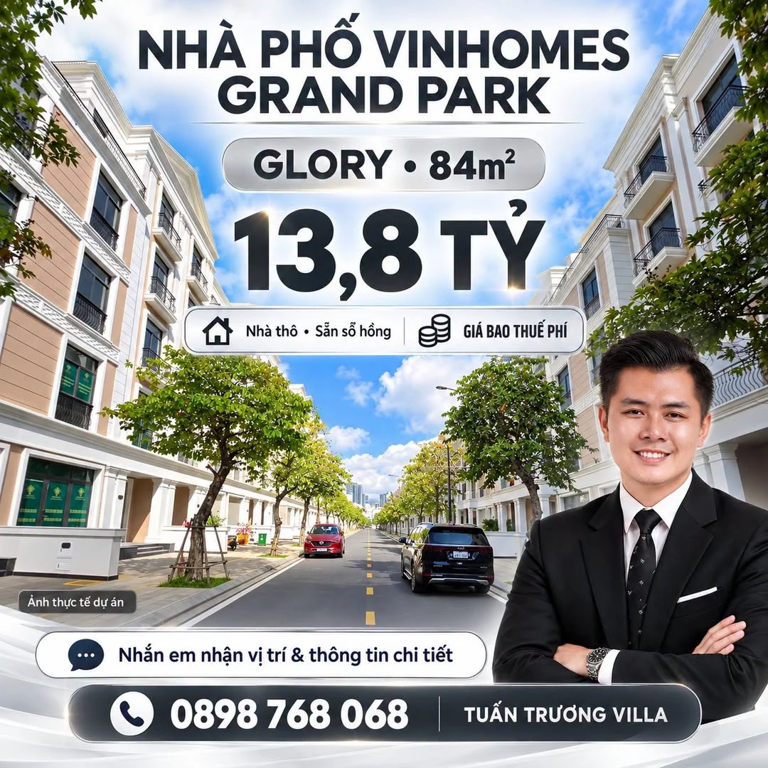 Nhà phố Vinhomes Quận 9, 84m² giá 13,8 tỷ - Ảnh 1