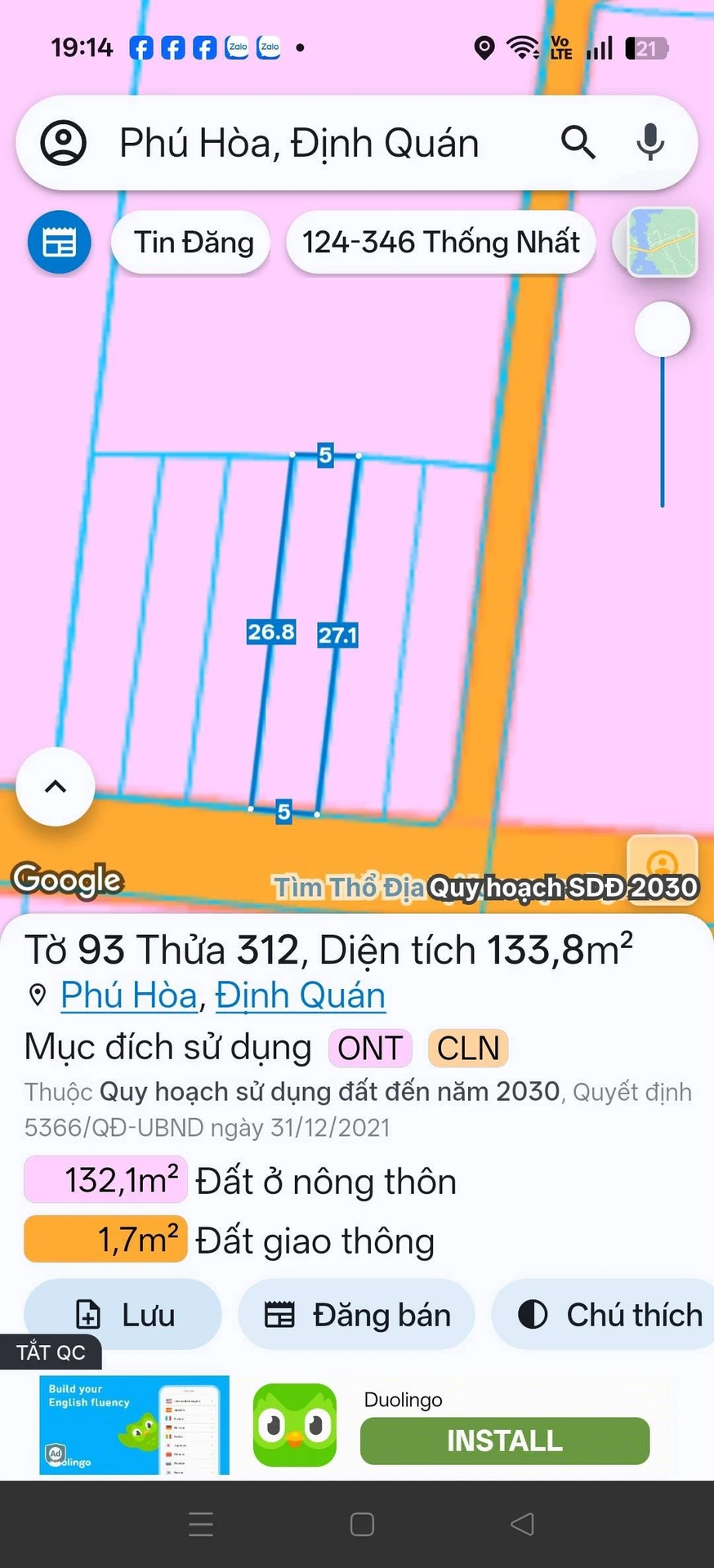 Bán đất nền Phú Hòa Định Quán 130m² giá 350 triệu - Ảnh 1