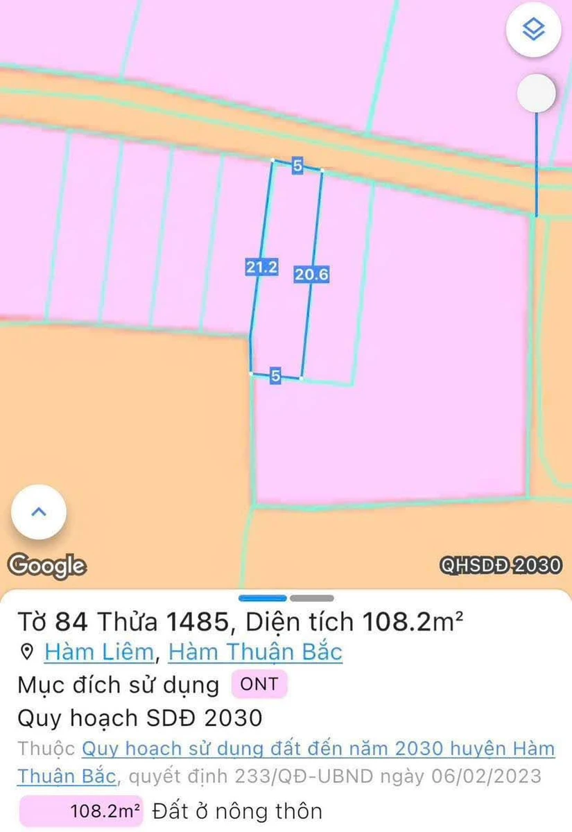Bán lô thổ cư 108.2m2 Hàm Liêm Lâm Đồng 630 triệu - Ảnh thu nhỏ 4