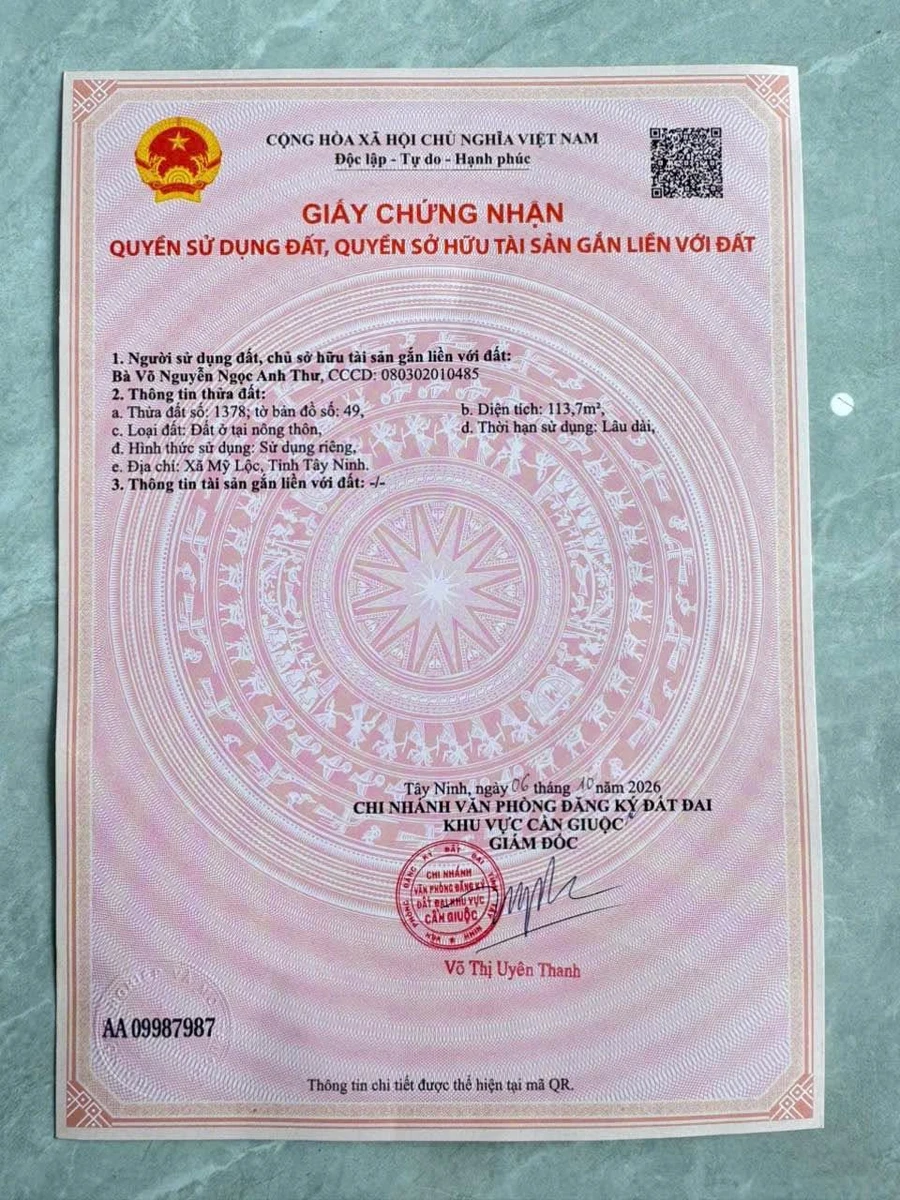 Bán đất mặt tiền đường Huỳnh Thị Luông 4,5x25m giá 790 triệu, Xã Mỹ Lộc, Tây Ninh - Ảnh thu nhỏ 4