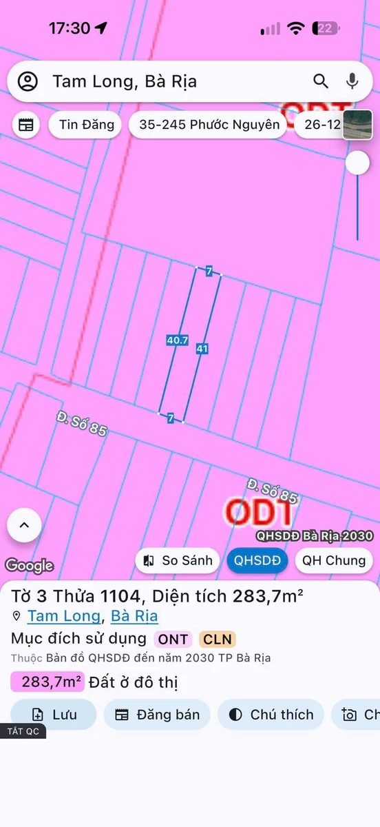 Bán đất mặt tiền đường số 85, 280m2 (thổ cư 80m2), Hoà Long, Bà Rịa - Ảnh thu nhỏ 5