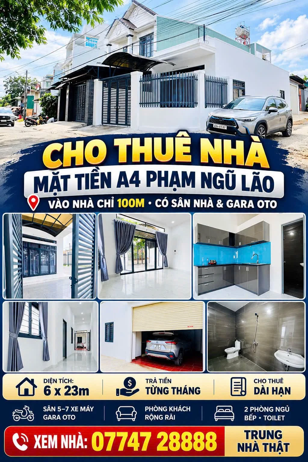 Cho thuê nhà 6x23m mặt tiền Phạm Ngũ Lão 7 tr/tháng - Ảnh 1