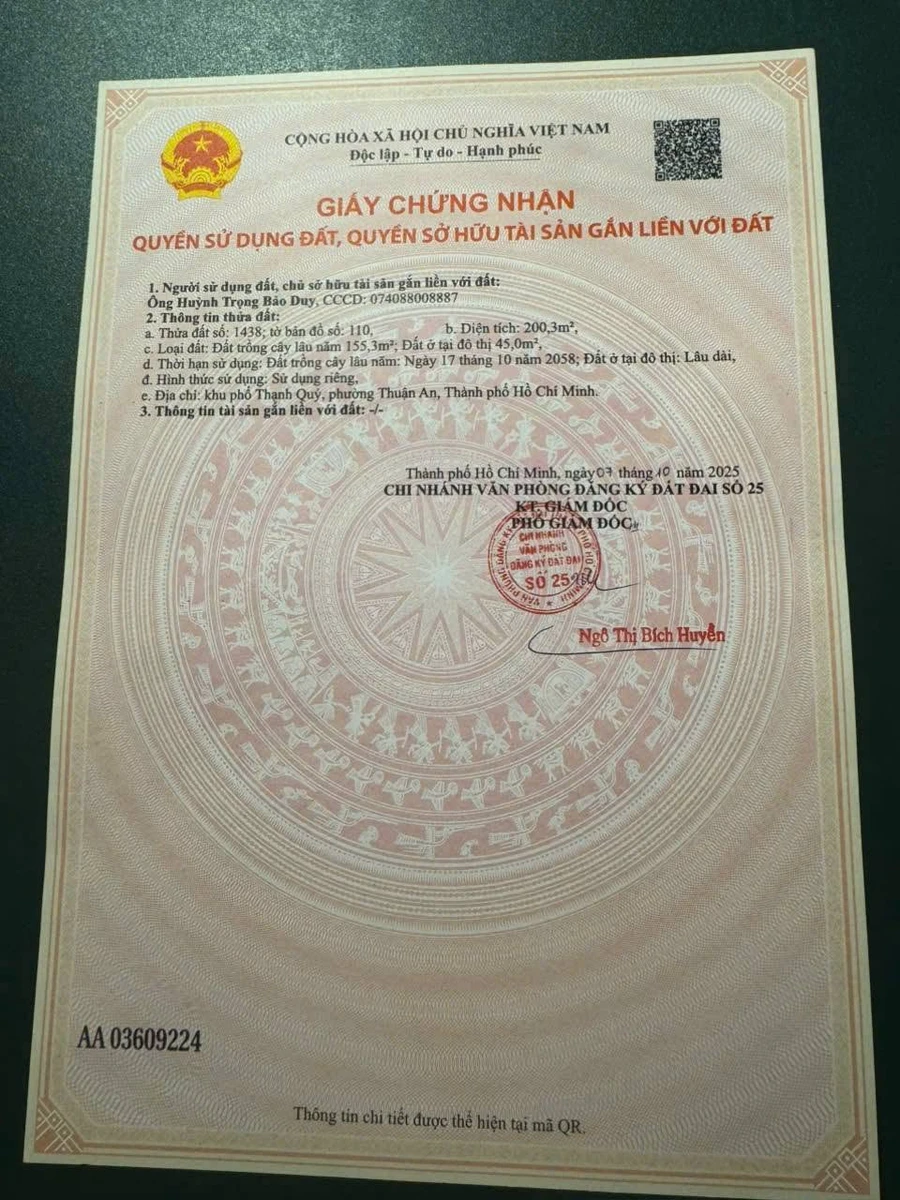 Bán đất đường Hồ Văn Mên diện tích 200m2 giá 4,35 tỷ - Ảnh 1