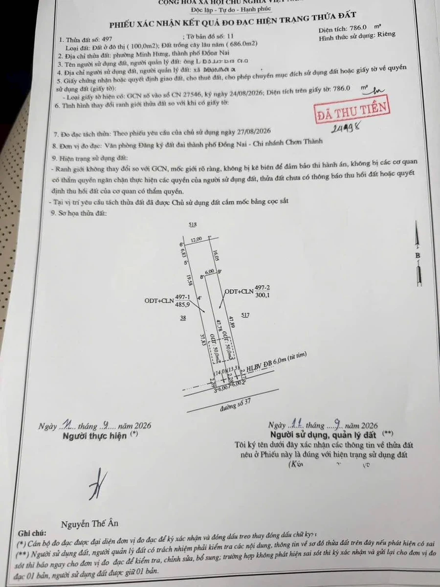 Bán đất Minh Hưng Bình Chánh 792m² xây trọ 1 tỷ 600 triệu - Ảnh thu nhỏ 4
