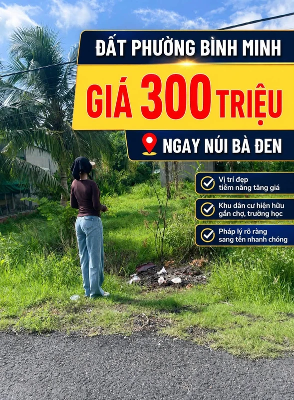 Bán đất 114m2 có sổ tại Phường Bình Minh, Tây Ninh 300 triệu
