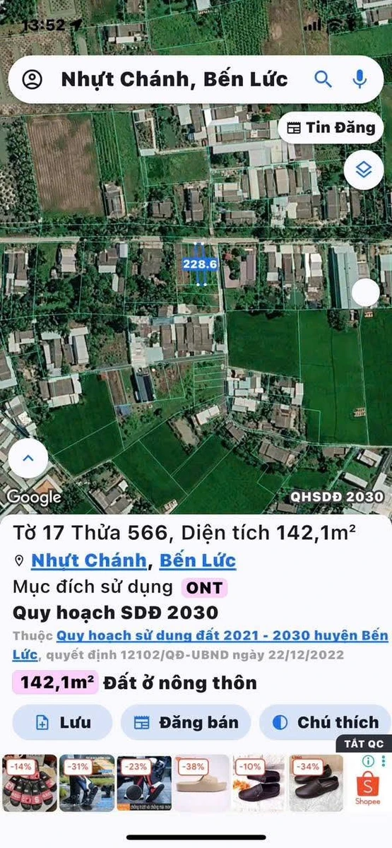 Bán đất thổ cư 5x28m mặt tiền đường đan view kênh ấp 7 Nhựt Chánh, Bến Lức giá 1,1 tỷ - Ảnh thu nhỏ 2