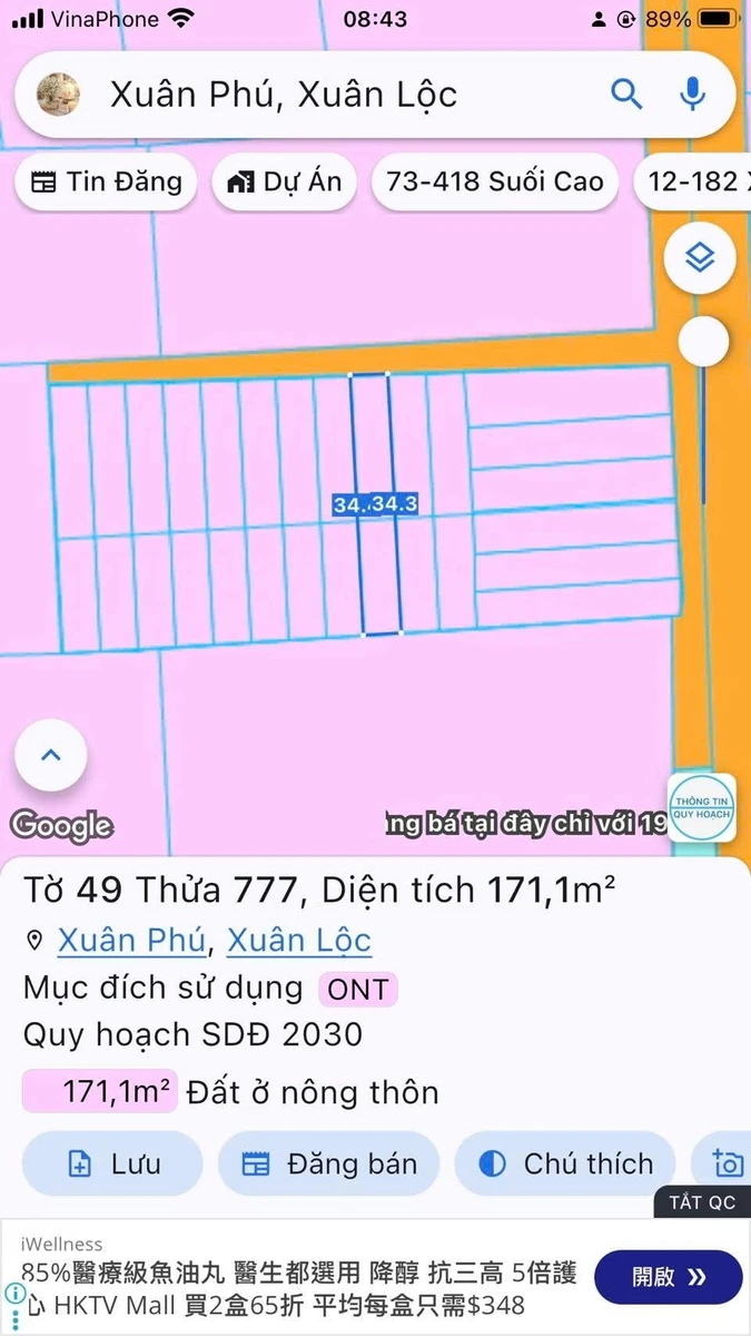 Bán đất 171m² Xuân Phú, Đồng Nai, 549 triệu - Ảnh 1
