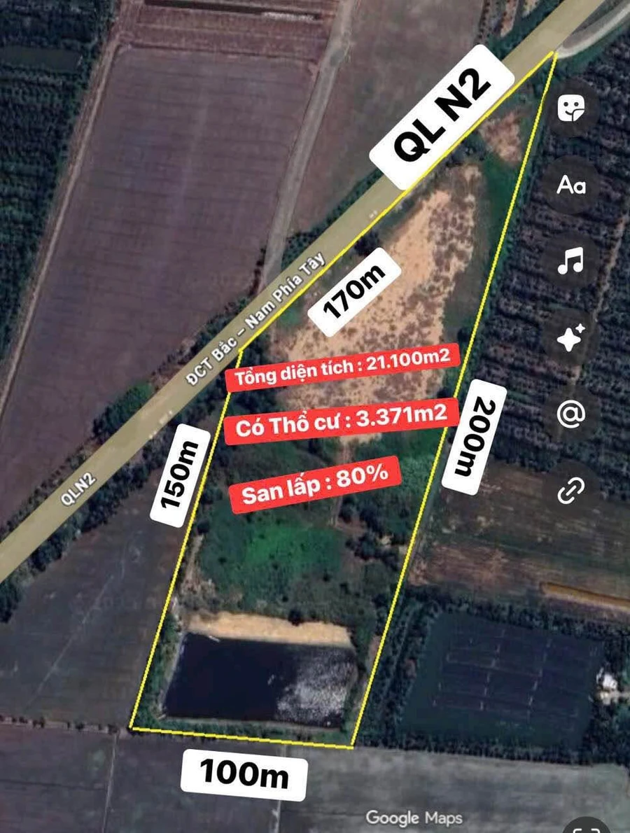 Bán đất mặt tiền QL2 Tây Ninh 21.000m2 - Ảnh 1