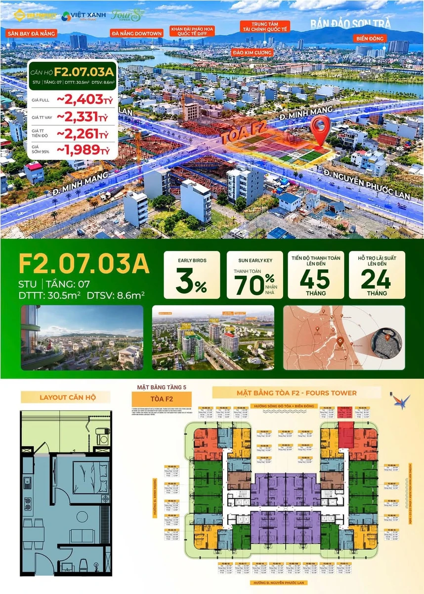 Bán căn studio 39m² sân vườn view sông Đà Nẵng 2 tỷ - Ảnh 1