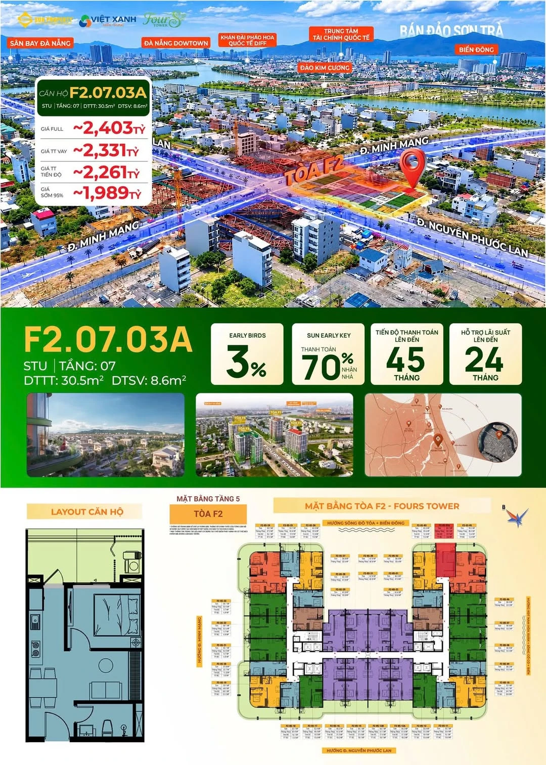 Bán căn studio 39m² sân vườn view sông Đà Nẵng 2 tỷ - Ảnh 1