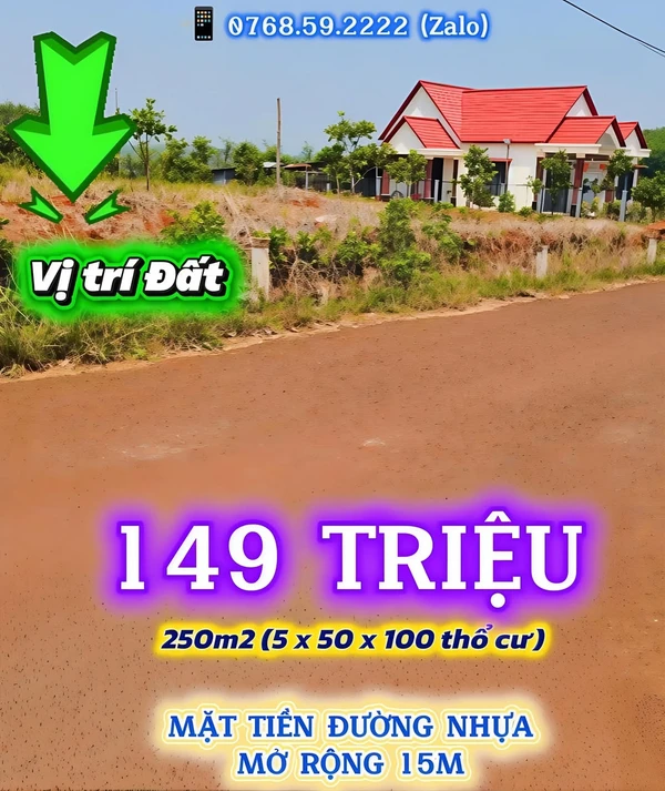 Bán đất 250m2 mặt đường 15m tại Lộc Quang, Bình Phước - 149 triệu