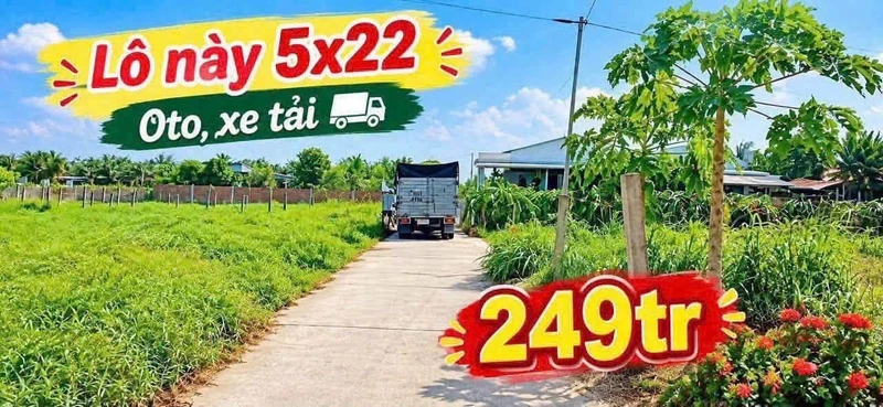 Bán đất 5x22m đường ô tô giá 249 triệu, sổ hồng riêng tại Châu Thành, Long An