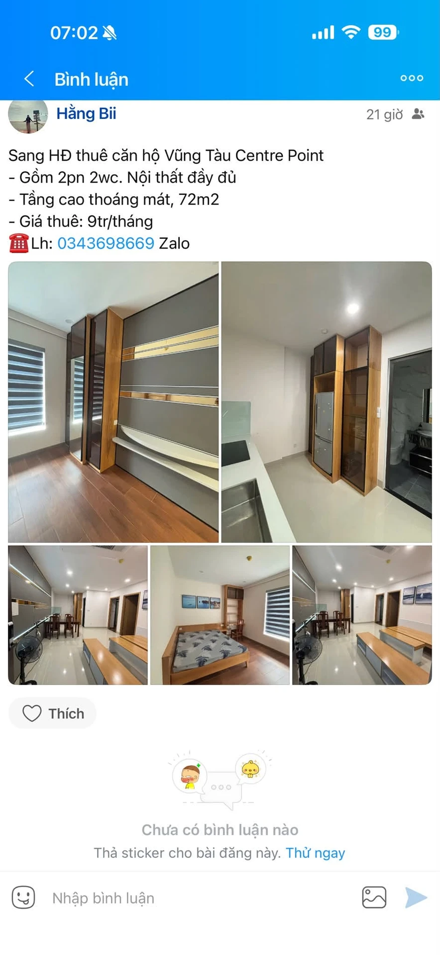 Cho thuê căn hộ 2PN Vũng Tàu Centre Point 72m2, 9 triệu/tháng - Ảnh 1
