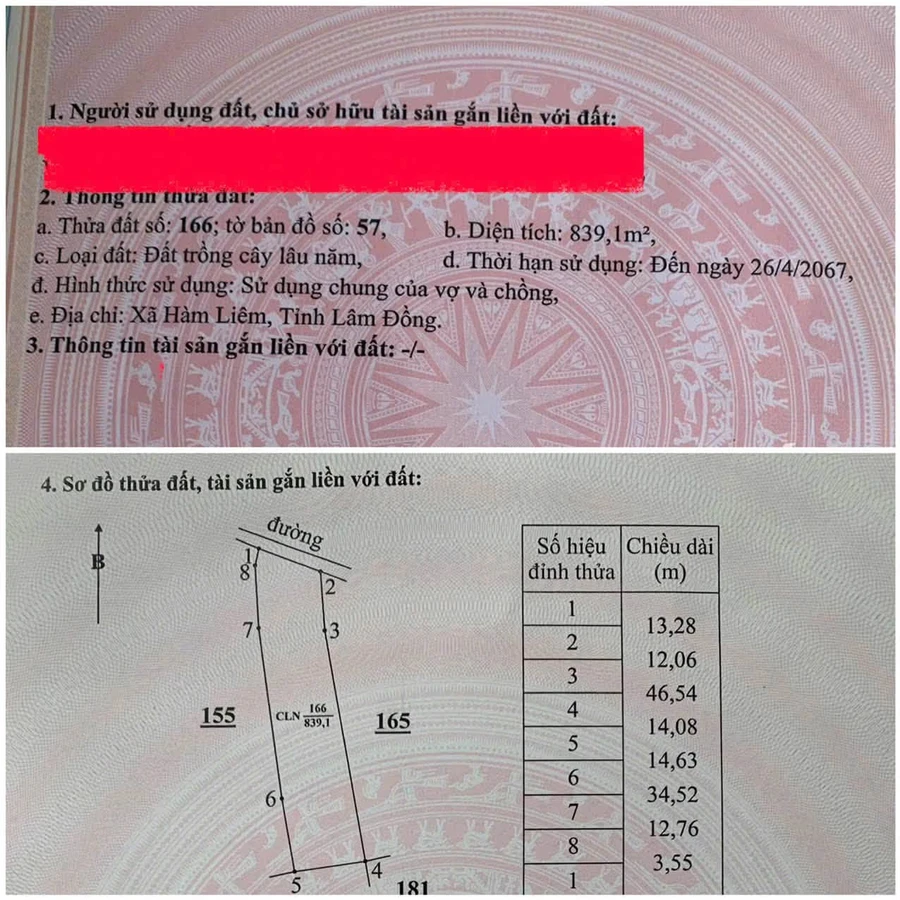 Bán đất vườn Hàm Liêm 839m² chỉ 420 triệu - Ảnh 1