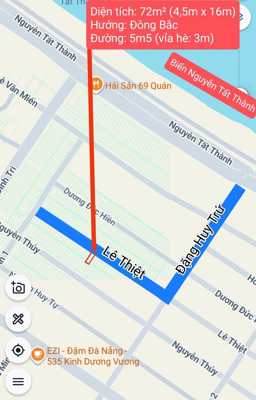 Bán đất mặt tiền 5m5 đường Lê Thiệt 72m² Đà Nẵng