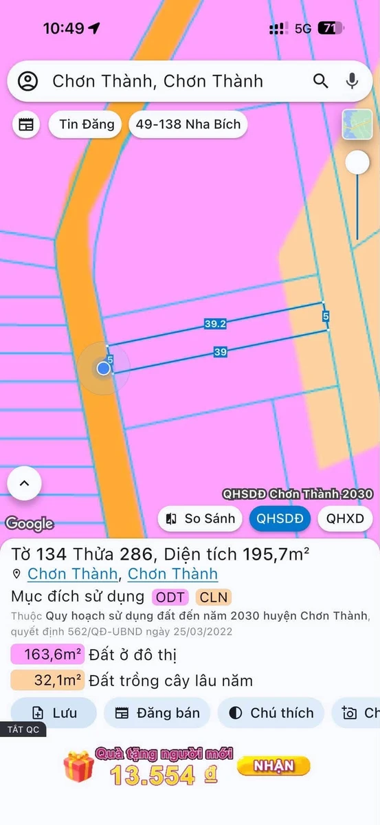Bán 2 lô đất liền kề 5m x 39m Chơn Thành 440 triệu - Ảnh thu nhỏ 5